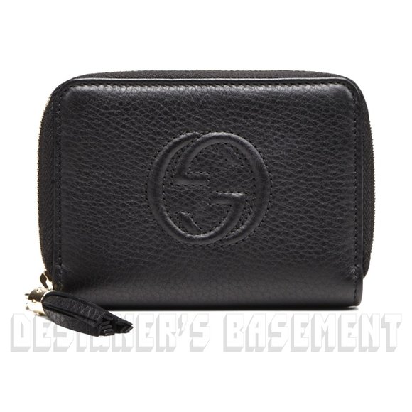 GUCCI black leather Mini SOHO Interlocking G Bamboo Tassel zip around wallet NIB - Picture 2 of 8